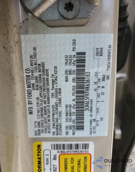 2017 Lincoln Mkz Reserve z USA, uszkodzony, nr VIN 3LN6L5F97HR636183